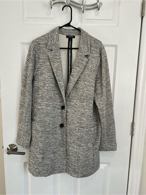Torrid Open Front Knit Blazer Cardigan Size 2 Gray Black Marled